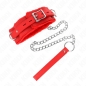 Preview: KINK - HALSBAND MIT LEINE 65 CM MIT EINSCHRÃNKUNGEN ROT 36-42 CM X 5,5 CM