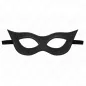 Preview: Black eye mask with pointed ends and elastic band, on a white background.