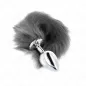 Preview: Anal Plug Size L 10 x 4cm With Tail 40cm Grey and White – Kink