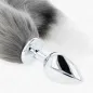 Preview: Anal Plug Size L 10 x 4cm With Tail 40cm Grey and White – Kink