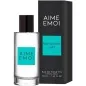 Preview: Parfümflasche und Verpackung von "Aime Emoi" mit türkisfarbenem Etikett, 50 ml Eau de Toilette.