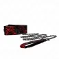 Preview: Red choker with black lace pattern and chain on a white background.
