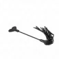 Preview: Black whip with heart-shaped handle and fringe on a white background.