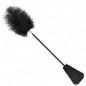 Preview: Black feather duster with a long handle and a black lace tip.