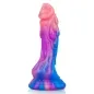 Preview: Colorful, sculptural object with flowing shapes in pink, purple and blue on a white background.