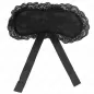 Preview: Black eye mask with lace trim and long ribbons, on a white background.