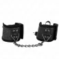 Preview: Black handcuffs with chain, decorated with floral patterns, on a white background.