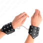 Preview: KINK - SCHWARZE ARMBÃNDER IM POINT-STIL MIT KETTE, VERSTELLBAR 17-23 CM X 8,5 CM