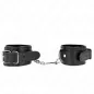 Preview: Black leather restraints with buckles and chain, on a white background.
