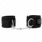 Preview: Black handcuffs with metal rings and carabiner hooks, connected by a short chain.