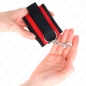 Preview: KINK - NYLON BIND-HANDHANDFESSELN MIT KLETTVERSCHLUSS ROT-SCHWARZ MODELL 2 VERSTELLBAR 18-35 CM X 6 CM
