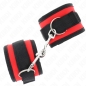 Preview: KINK - NYLON BIND-HANDHANDFESSELN MIT KLETTVERSCHLUSS ROT-SCHWARZ MODELL 2 VERSTELLBAR 18-35 CM X 6 CM