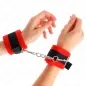 Preview: Beginner Fur Hand Cuffs Black-Red 30 x 7cm – Kink