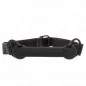 Preview: Black dog collar with red stitching and metal rings, on a white background.