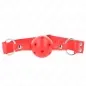 Preview: Red toggle with holes and adjustable strap, silver rings on the sides.