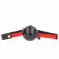 Preview: Black ball gag with red straps and holes, on a white background.