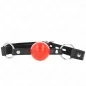 Preview: 4cm Ball Gag with Lock, Red Ball, Black Strap – Kink
