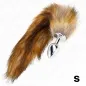 Preview: Metallic plug with fluffy, brown faux fur tail, size S.