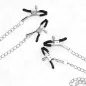 Preview: Three silver clips with black tips, connected by chains, on a white background.