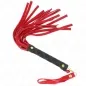 Preview: Black handle with red leather fringe, whip with wrist strap and gold rivets.