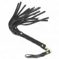 Preview: Black leather whip with multiple straps and a handle with gold rivets.