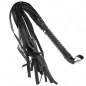 Preview: Black whip with multiple straps and a ribbed handle, on a white background.