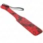 Preview: Red and black paddles with floral pattern and wrist strap.