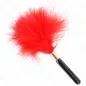 Preview: Red feather duster with black handle on a white background.