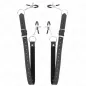 Preview: Black leather straps with metal rings and adjustable clips, on a white background.