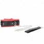 Preview: Black and red collar with metal chain and handle, on a white background.