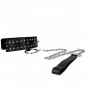 Preview: Schwarzes Halsband mit Nieten und Kette, verbunden mit einer schwarzen Lederschlaufe.