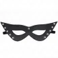 Preview: Black eye mask with pointed ends and silver studs, on a white background.