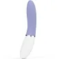Preview: Purple and white vibrator with a curved shape and control buttons on the handle.
