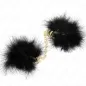 Preview: Black, fluffy handcuffs with a golden chain on a white background.