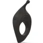 Preview: Black silicone vibration ring with button and curved tip, isolated on a white background.