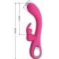 Preview: PRETTY LOVE - NOVAK RABBIT VIBRATOR 12 VIBRATIONEN ROSA seitlich mit Maße