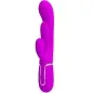 Preview: Lila Vibrator mit zwei Armen und strukturierten Oberflächen, vertikal ausgerichtet.