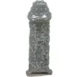 Preview: Grey, textured ceramic sculpture in a cylindrical shape with a rounded tip and irregular surface patterns.