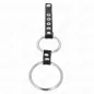 Preview: Doppelter Penisring Aus Metall 3.8cm Bis 5cm Mit Leder Verbunden – Kink