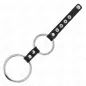 Preview: Doppelter Penisring Aus Metall 3.8cm Bis 5cm Mit Leder Verbunden – Kink