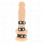 Preview: Dreifach Leder Penisring Mit Druckverschluss – Kink