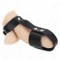 Preview: Black leather bracelet with snap fasteners wrapped around a model of a human arm.