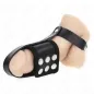 Preview: Leather penis cage ring with adjustable coated squat divider strap – Kink