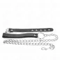 Preview: Leather penis ring with strap 21.5 x 2 cm and metal chain 60 cm – Kink