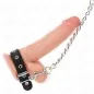 Preview: Leather penis ring with strap 21.5 x 2 cm and metal chain 60 cm – Kink