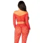Preview: Crop Top + Strümpfe Rot Einheits – Leg Avenue