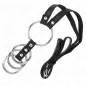 Preview: 4 Verbundene Penisringe Aus Metall 3.8cm Bis 5cm Mit Ledergurte 112cm – Kink