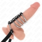 Preview: KINK - 5 PENISRINGE 3,8 CM BIS 5 CM METALL MIT LEDERGURT 112 CM