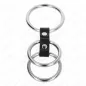 Preview: Triple Metal Penis Ring 3.7cm to 5cm Connected with Leather – Kink