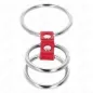 Preview: Triple Metal Penis Ring 3.7cm to 5cm Connected with Red Leather – Kink